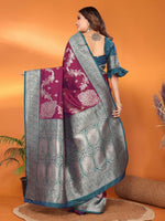 Thumbnail for Joban Fashion Banarasi Purple Woven Soft Silk Saree