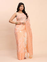 Thumbnail for Astita Linen Cotton Peach Saree