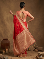 Thumbnail for Shree Shyam Fashion Red Soft Silk Saree - Distacart