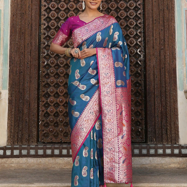 Astita Sky Blue Silk Saree