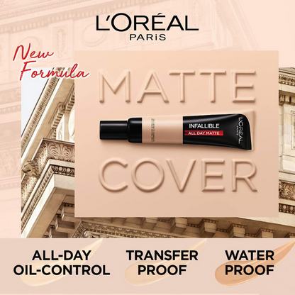 L'Oreal Paris Paris Infallible 24HR Matte Cover Foundation - Natural Rose 125 - Distacart