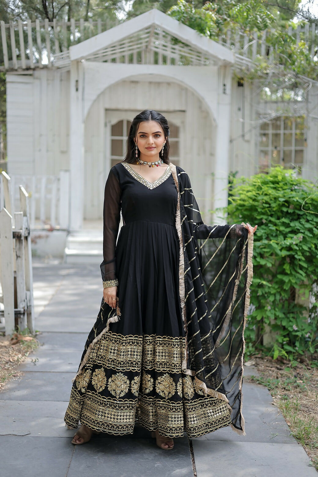 Joban Fashion Black Georgette Sequence Embroidery Work Kurta Set - Distacart