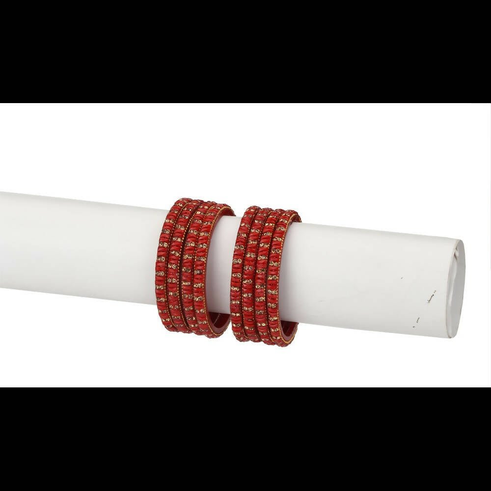 Afast Bridal Wedding & Party Fashionable Colorful Glass Bangle/Kada Set, Pack Of 8 - Red - Distacart