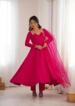 Thumbnail for Lehenga Mart Designer Anarkali Suit With Kurta, Pant, Dupatta For Women-Dark Pink - Distacart