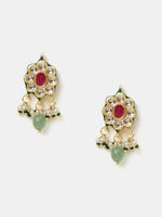 Thumbnail for Ruby Raang Long Kundan Neckpiece With Earrings - Distacart