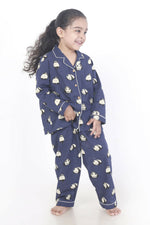 Thumbnail for Breathables Kids Cotton Night Suit – Blue Panda Print Shirt & Pyjama Co-Ord Set For Boys & Girls - Dista