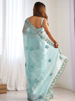 Thumbnail for Mitera Floral Embroidered Sequinned Saree - Distacart