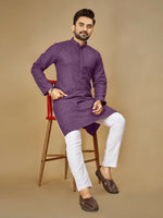 Thumbnail for Anaita Lavender Embroidered Rayon Straight Kurta - Distacart