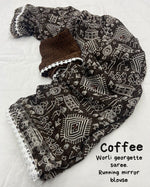 Thumbnail for Coffee Poly Georgette Ethnic Motifs Saree with Unstitched Blouse - A2M