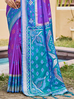 Thumbnail for Shree Shyam Fashion Purple Pochampally Silk Saree - Distacart