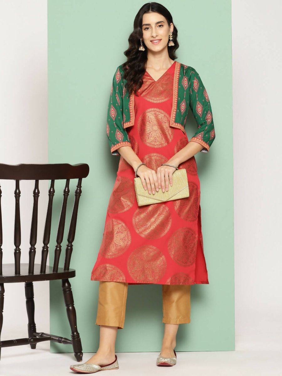 Ahalyaa Women's Traditional wear Kurta - Red - Distacart