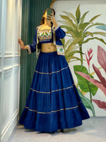 Thumbnail for Preksha Creation Rayon Cotton Fabric Women Lehenga Choli - Blue - Distacart