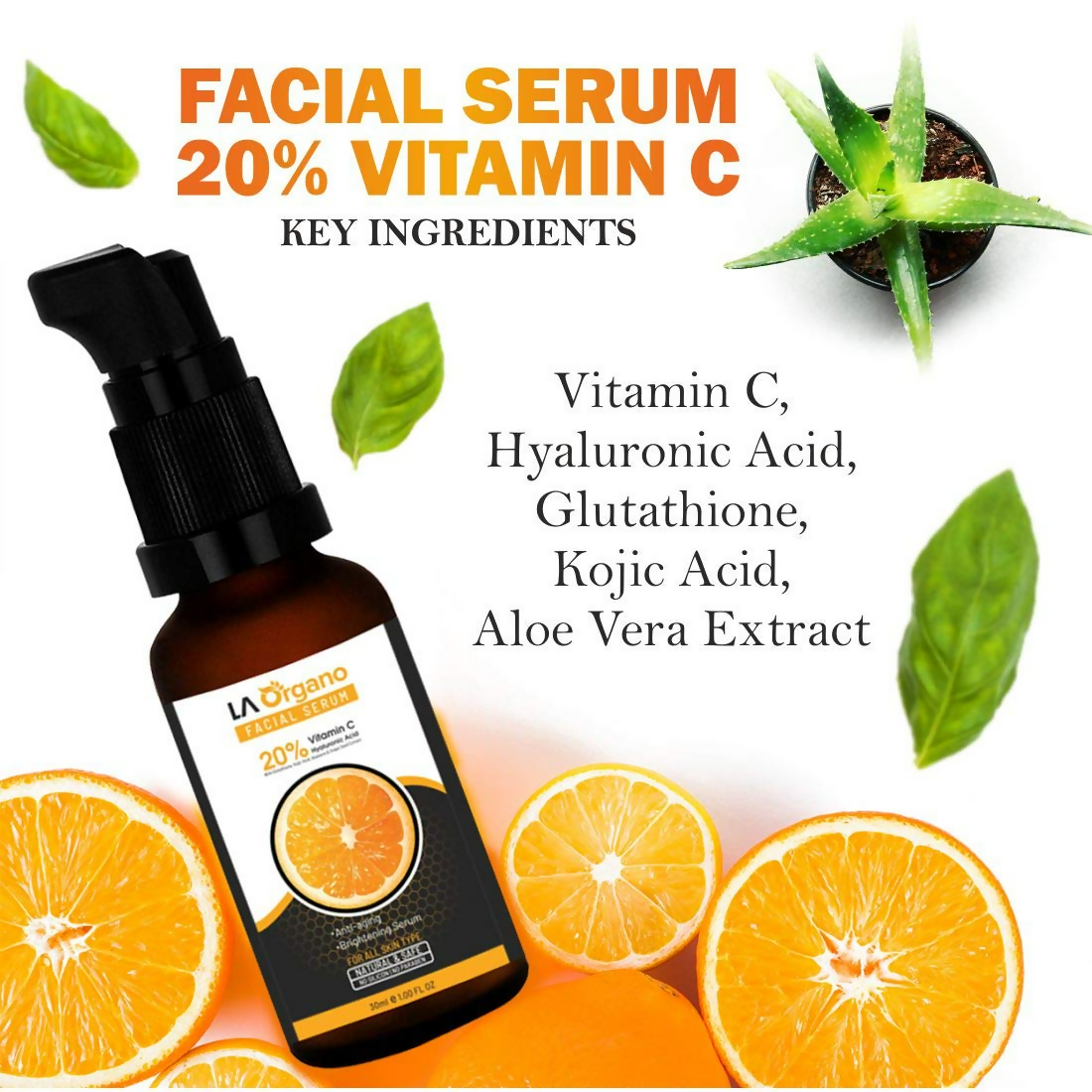 LA Organo Vitamin C Face Serum Anti-Aging Formula For Face Glowing - Distacart