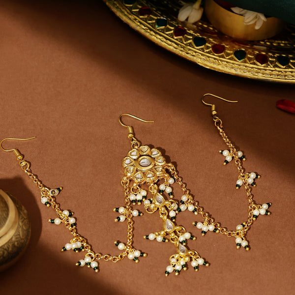 Ruby Raang Gold Flower Kundan Hair Jewelry - Distacart