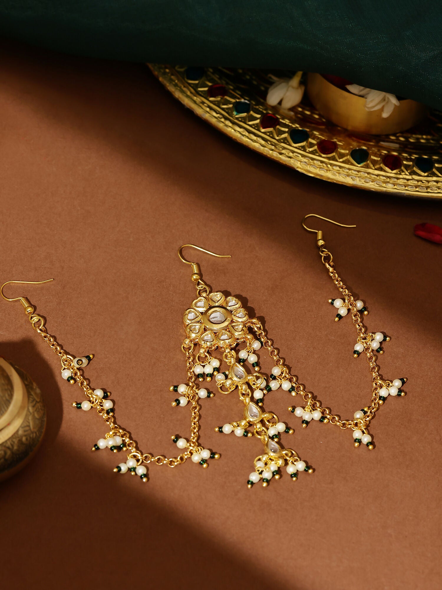 Ruby Raang Gold Flower Kundan Hair Jewelry - Distacart