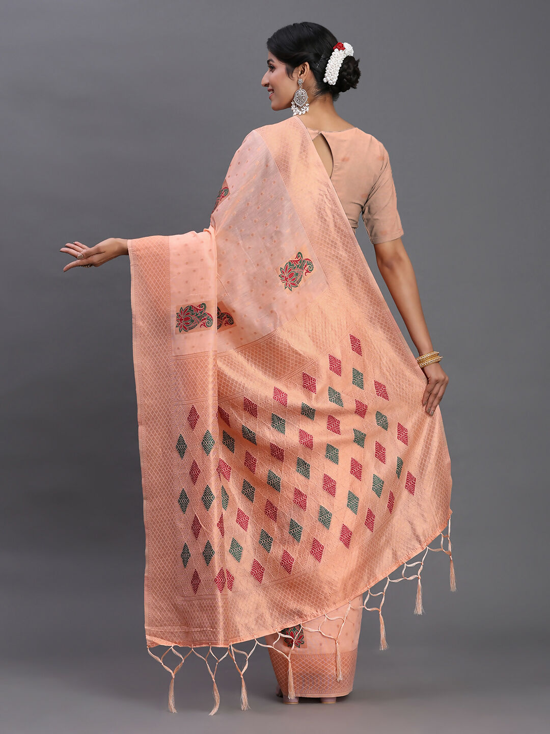 Astita Linen Cotton Peach Saree