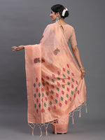 Thumbnail for Astita Linen Cotton Peach Saree