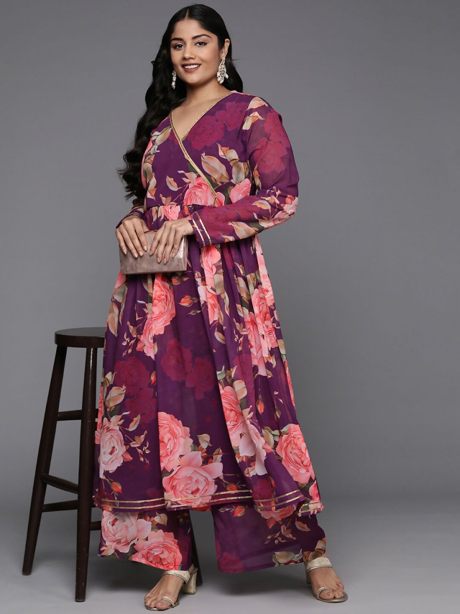 Ahalyaa Women's Traditional wear Kurta Set - Purple - Distacart