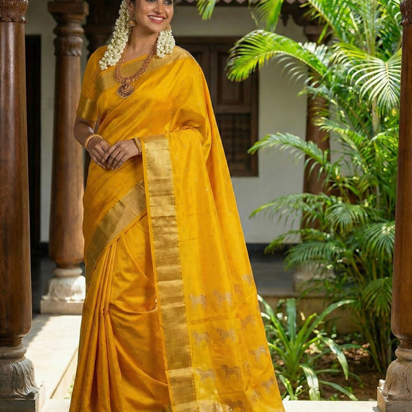 Astita Gold Soft Silk Saree - Distacart