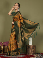 Thumbnail for Astita Lichi Silk Yellow Saree