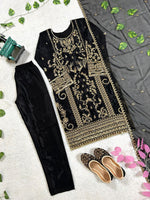Thumbnail for Prazu Fashion Black Chinon Silk Embroidered Salwar Suit