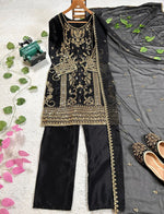 Thumbnail for Prazu Fashion Black Chinon Silk Embroidered Salwar Suit