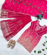 Thumbnail for Prazu Fashion Pink Chinon Silk Embroidered Sharara Suit