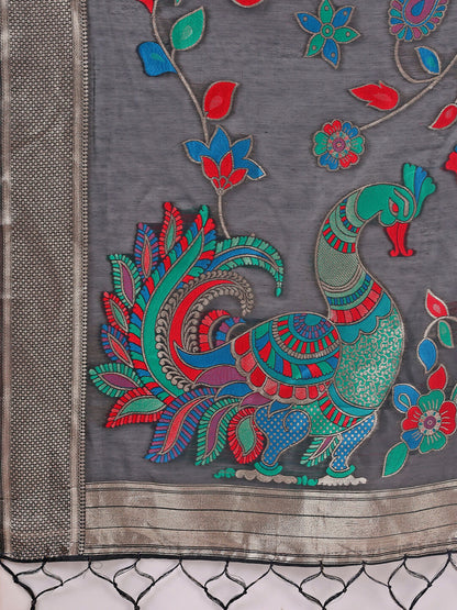 Shree Shyam Fashion Linen Cotton Black Saree - Distacart