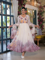 Thumbnail for Teeya Creation Multi Color Organza Silk Printed Party Wear Gown