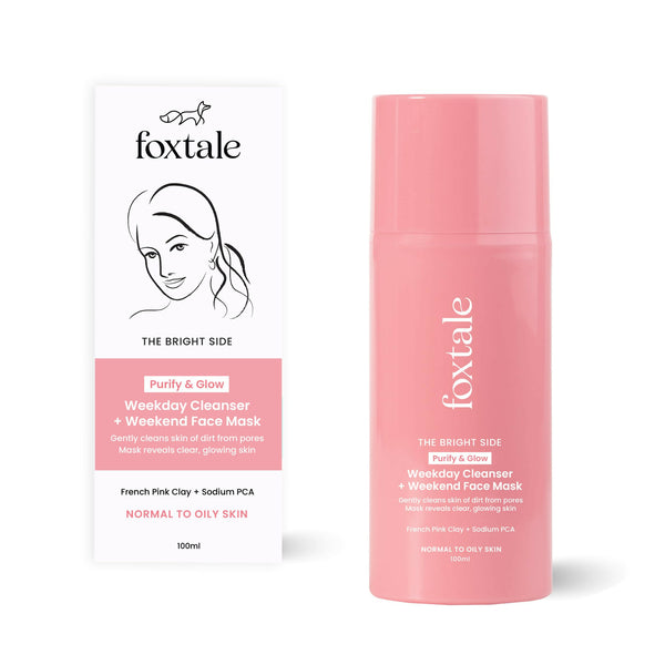 Foxtale Purify & Glow Cleanser + Mask With French Pink Clay & Sodium - Distacart