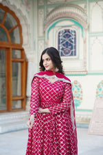 Thumbnail for Aastha Fashion Women's Rani Pink Faux Georgette Sequins Embroidered Anarkali Dress with Dupatta - Distacart