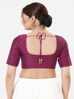 Thumbnail for Joban Fashion Plum Taffeta Silk Elbow Sleeveless Front Open Blouse