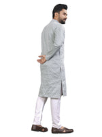 Thumbnail for Anaita Grey Lucknowi Work Silk Straight Kurta - Distacart