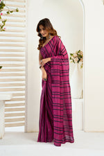 Thumbnail for Vastranavya Magenta Digital Printed Linen Ready To Wear Designer Saree with Unstitched Blouse - Distacart