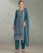 Thumbnail for KC Sky Blue Pakistani Straight Suit For Women Chiffon - Dista