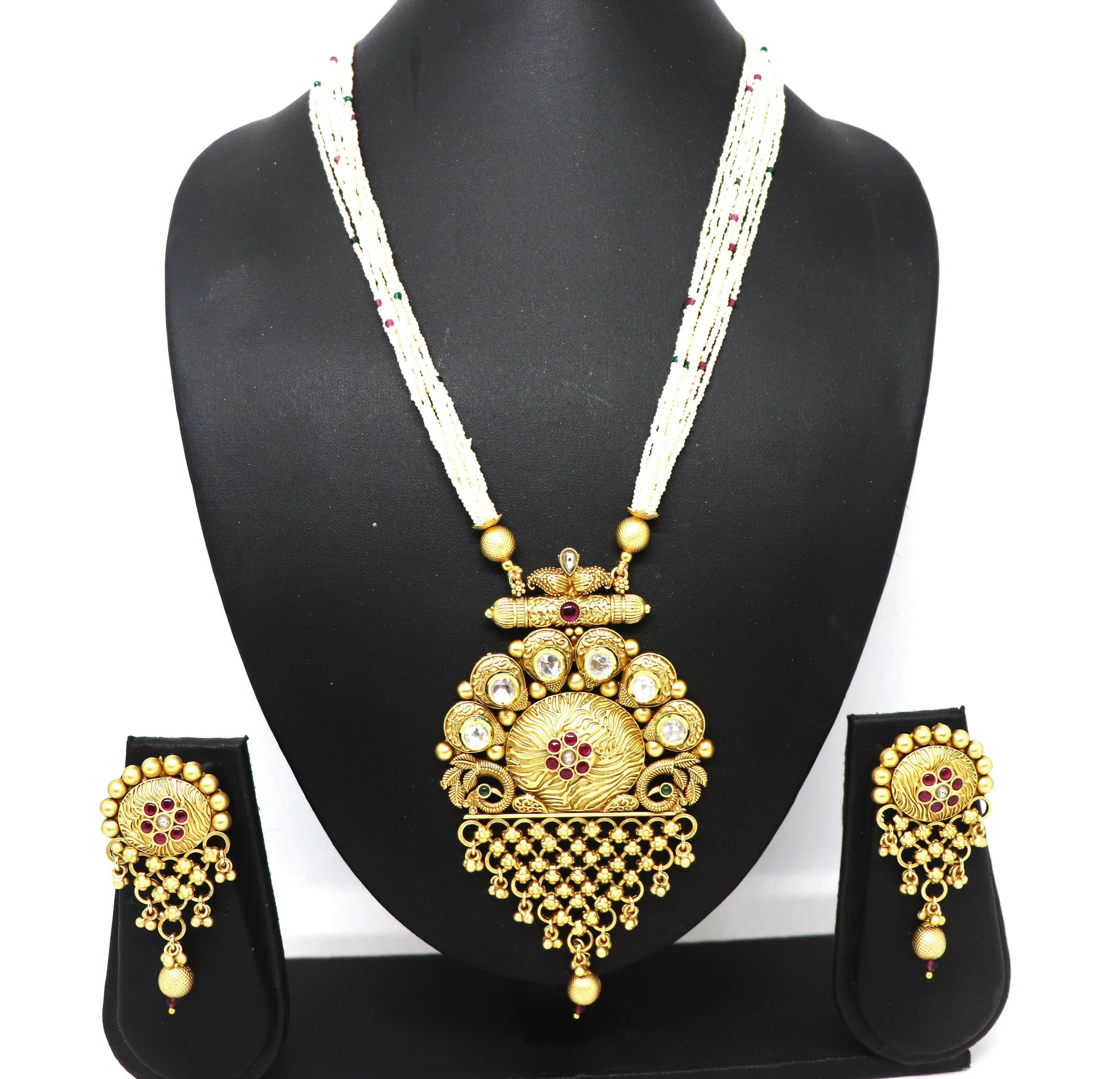 Joban Fashion White With Rajwadi Polish Necklace Set