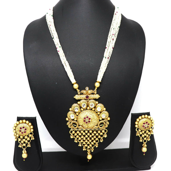 Joban Fashion White With Rajwadi Polish Necklace Set