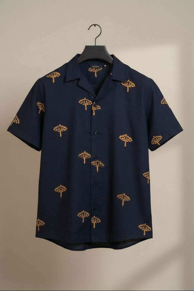 Vriksha — Navy Dabu Cotton Shirt by Hilo Design - Dista