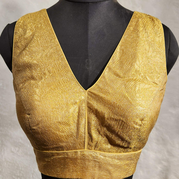 Kia Fashions Gold Crush Tissue Self Design Readymade Blouse - Distacart