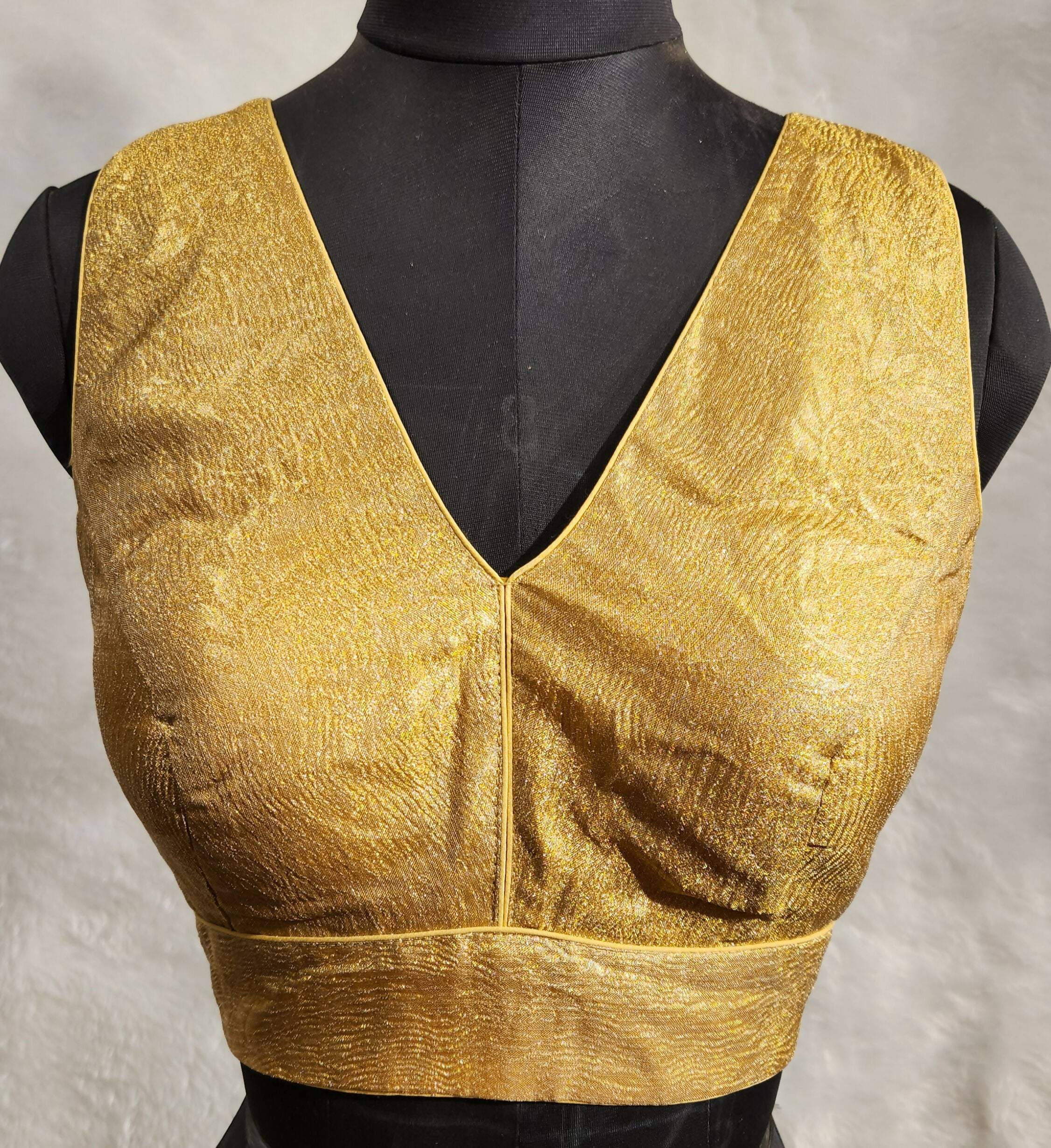 Kia Fashions Gold Crush Tissue Self Design Readymade Blouse