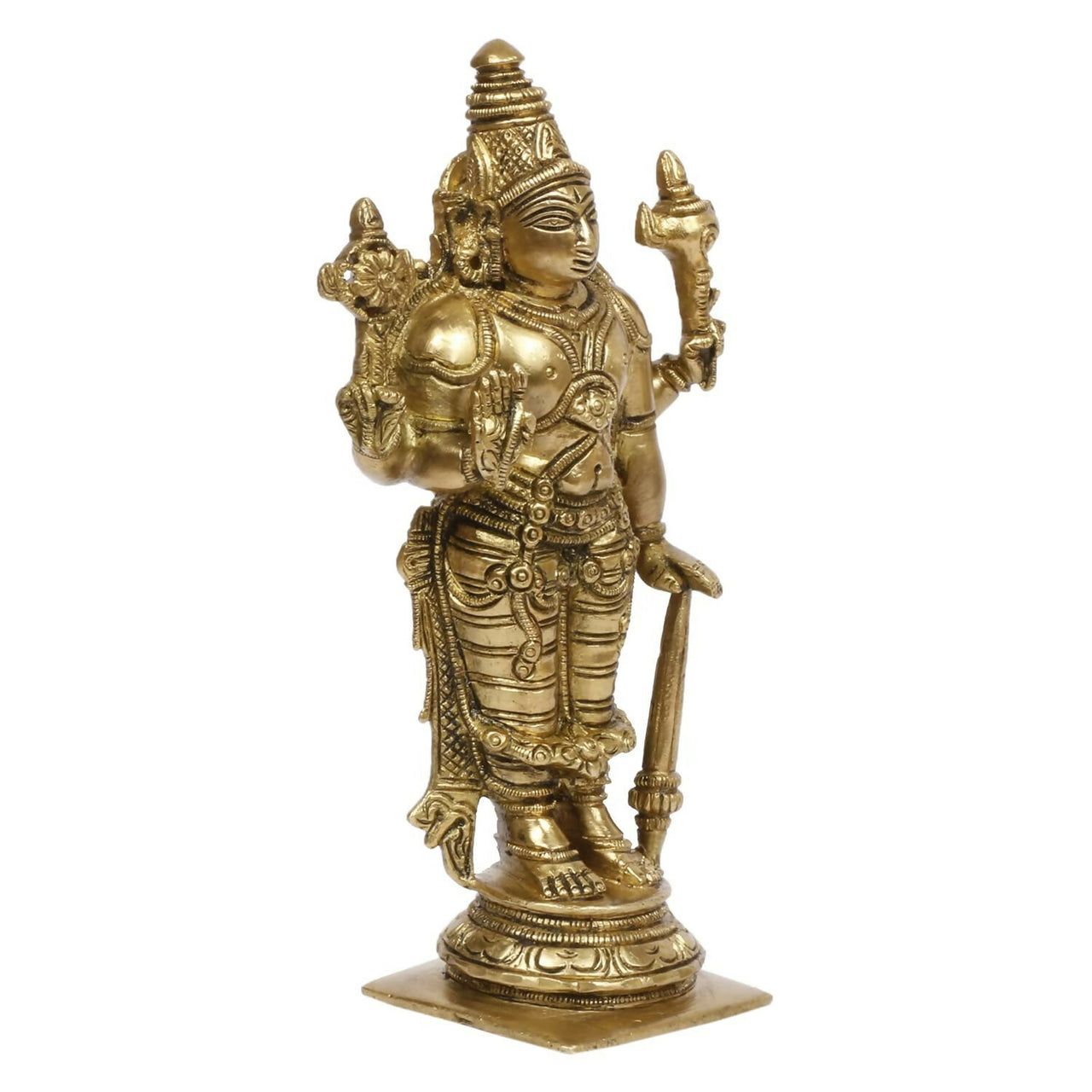 Artvarko Brass Lord Bhagwan Vishnu Narayana With Shankh Chakra Idol - Distacart