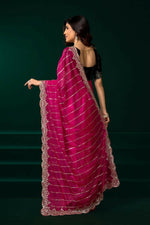 Thumbnail for Joban Fashion Rani Pink Net Party Wear Sarees - Distacart