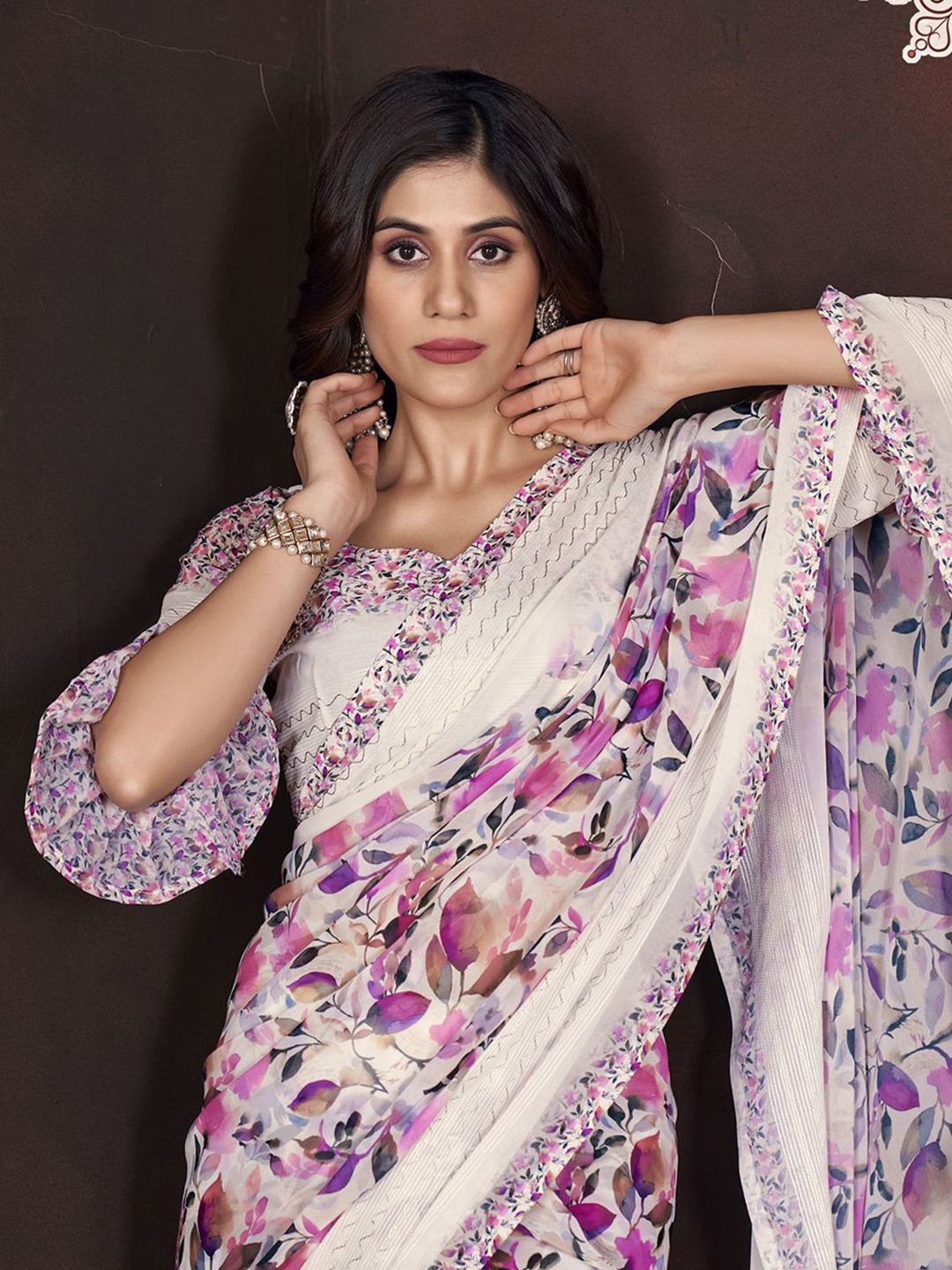 Mitera Floral Printed Pure Georgette Saree - Distacart