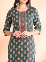 Thumbnail for Ode by House of Pataudi Printed Mirror Work Pure Cotton Kurta With Trousers & Dupatta - Distacart