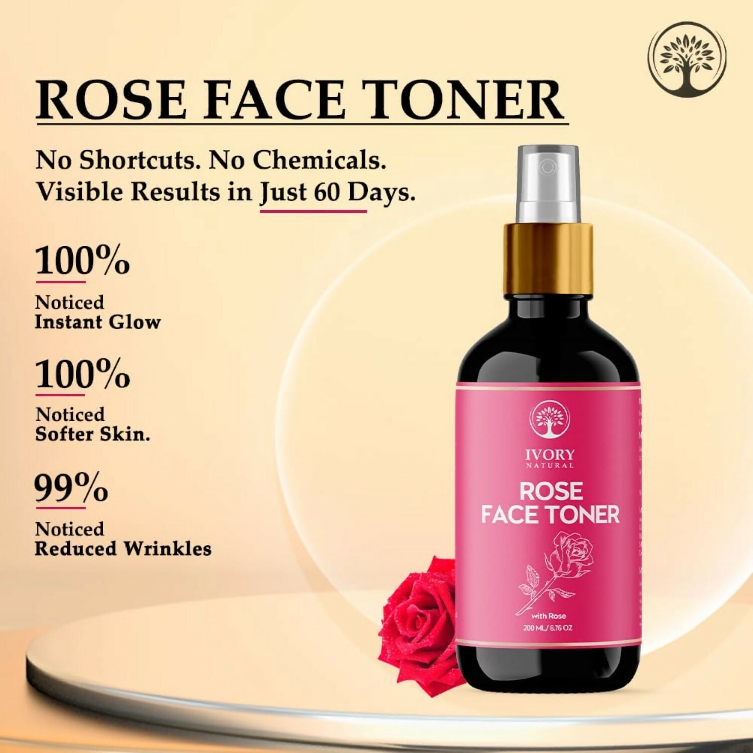Ivory Natural Rose Facial Toner For Impurities, Soothing Hydration, Balancing Ph & Enhancing Skin Elasticity - Distacart