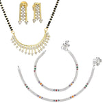 Thumbnail for AanyaCentric Gold-plated Mangalsutra Pendant Earring Set & Silver Plated Anklet - Distacart