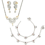 Thumbnail for AanyaCentric Gold-plated Mangalsutra Pendant Earring Set & Silver Plated Anklet - Distacart