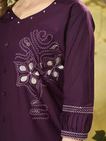 Thumbnail for Teeya Creation Wine Embroidered Cotton Co-ord Set for Women - Dista