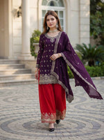 Thumbnail for Joban Fashion Purple Silk Embroidered Sharara Set - Distacart