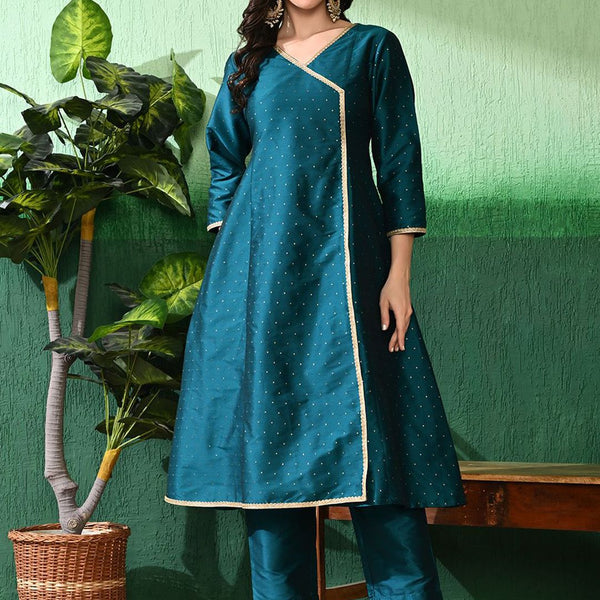 Sangria Printed A-Line Kurta With Trouser - Distacart